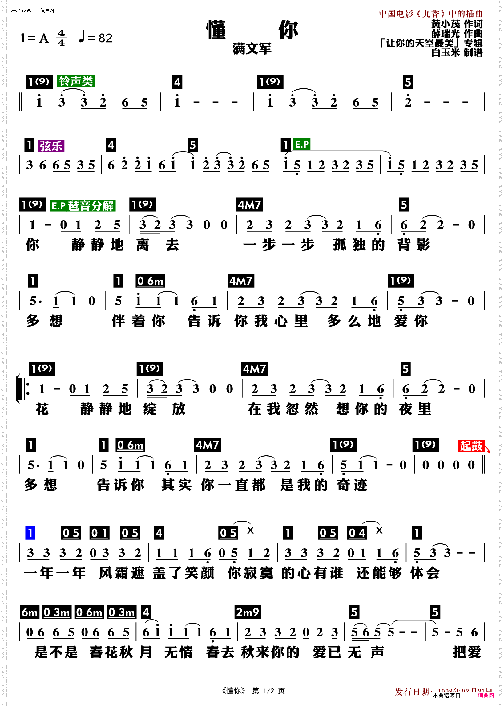 萨克斯懂你简谱图片